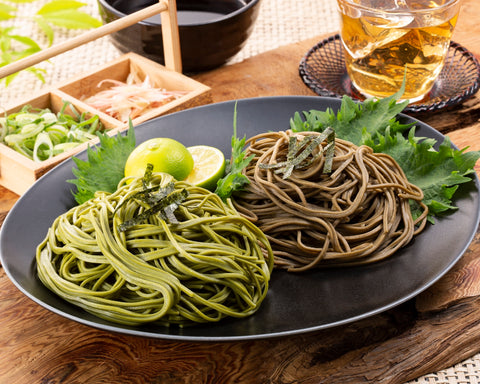Uji Matcha and Hojicha Soba (6 servings) with Special Dipping Sauce